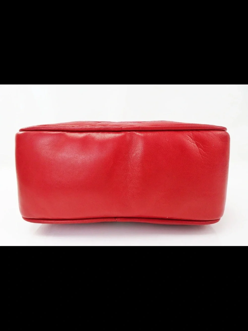 CHANEL Red Leather Crossbody Bag with Gold Chain and Tassel